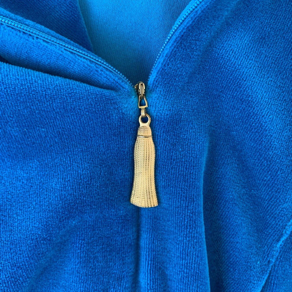 Vintage Velvet Robe Housedress With Gold Zipper - image 4